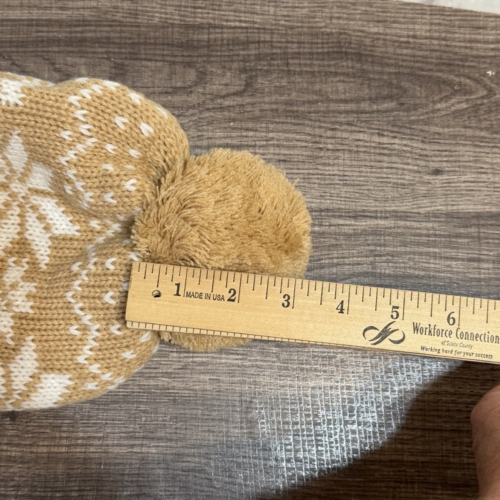 Baileys Irish Cream Embroidered Knit Beanie Hat Puff Ball Beige Toboggan Winter - Picture 7 of 7